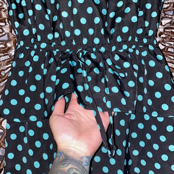 Cap Sleeve Peplum Ruffle Polkadot Mini Dress M - Picture 3 of 5